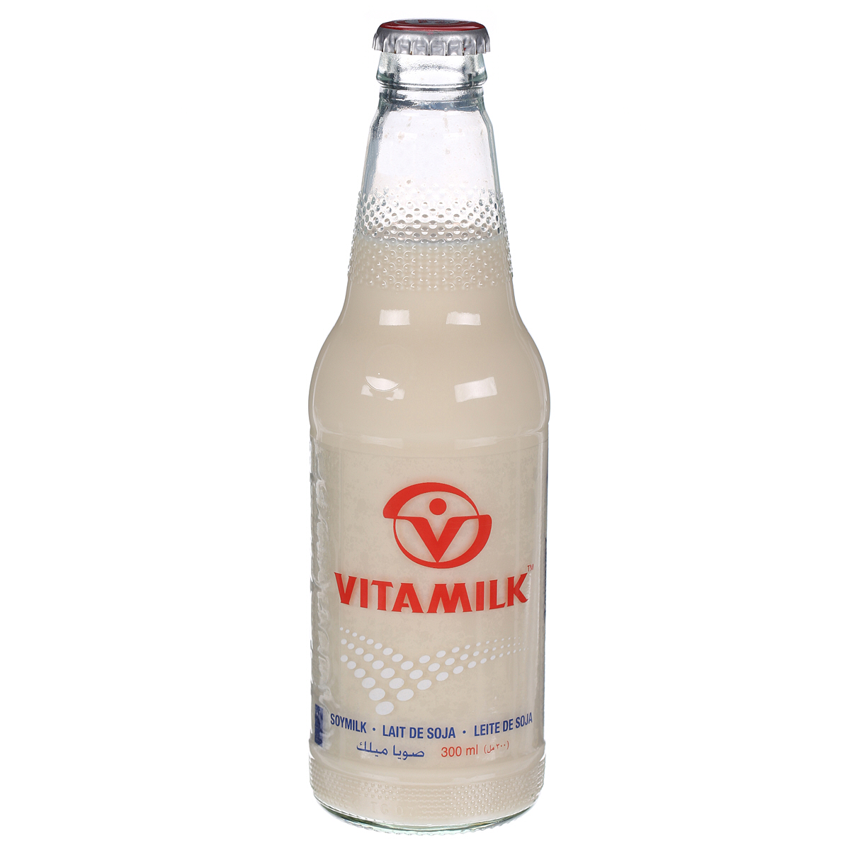 Vita Milk in a transparent bottle and a white aluminium seal cap